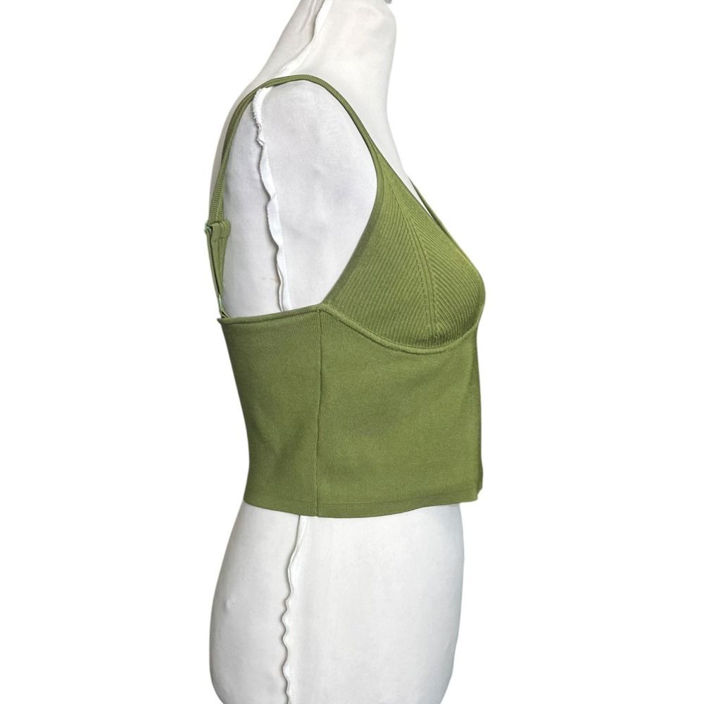Jonathan Simkhai‎ Lana Ribbed Bustier Tank Women’s Medium Olive Stretch Sleevele - Picture 4 of 8